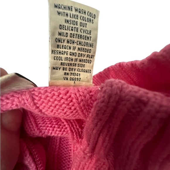 L.L. Bean Women’s 100% Cotton Pink Cable Knit Full Zip Cardigan Sweater ~ Size L - Picture 5 of 7